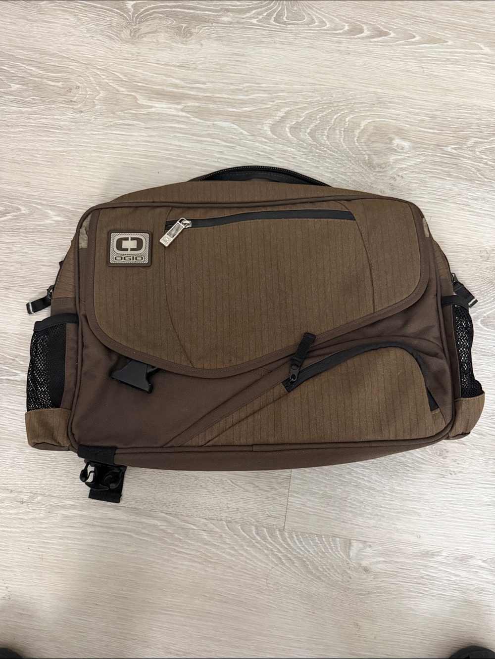 OGIO Brown and Black Men's Messenger Bag with Multiple Pockets
